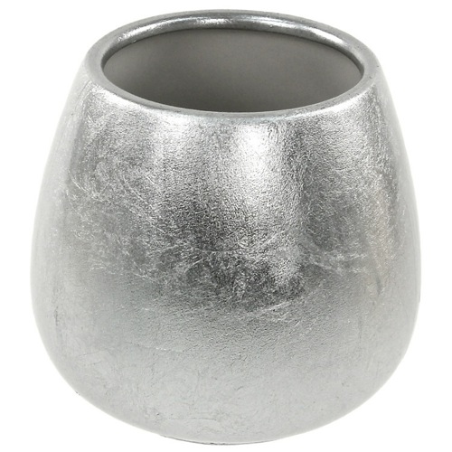 Round Silver Finish Toothbrush Holder in Pottery Gedy SO98-73